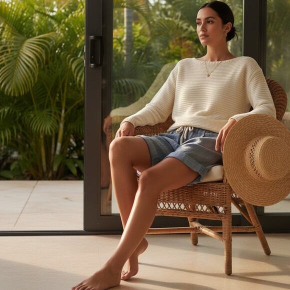 HIHO Designed in Tortola BVI Cream Alpaca Blend Knit Sweater | Women's M - Picture 4 of 11